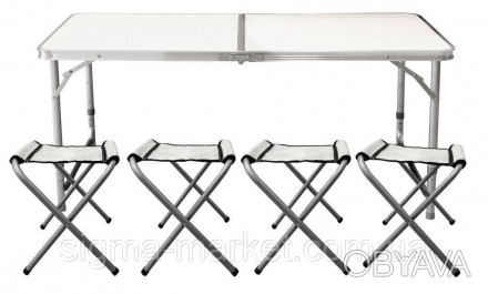 Складаний столик туристичний у комплекті з 4 стільцями GARDEN LINE ідеально підх. . фото 1