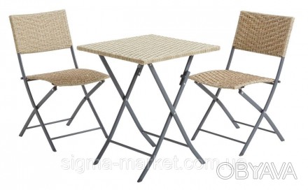 Комплект складається зі столу та 2 стільців. Стіл: Сталь, Петан. Складаний. 60х6. . фото 1