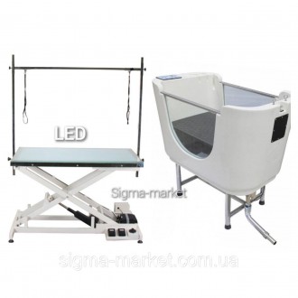 Набор для груминга стол Blovi Luminous стеклянной столеш, LED +ваннаBlovi Hydro . . фото 2