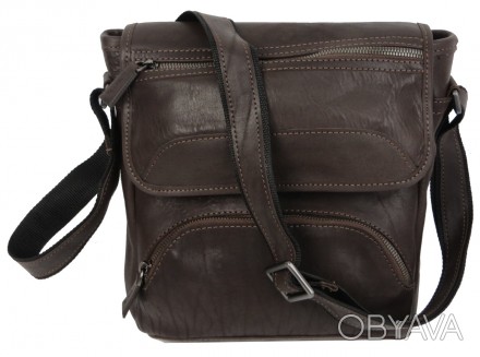 Кожаная мужская сумка на плечо Mykhail Ikhtyar, Украина коричневая 45032 brown
О. . фото 1