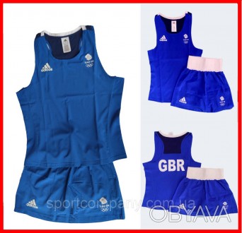 Боксерская форма Adidas синяя женская Olympic Woman GBR для соревнований для бок. . фото 1