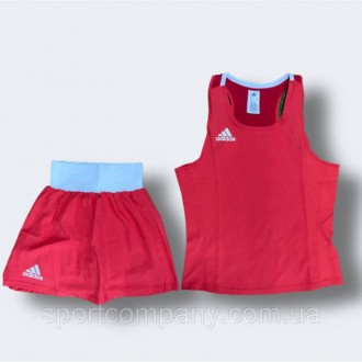 Боксерская форма женская красная Adidas Olympic Woman шорты-юбка + майка полный . . фото 4