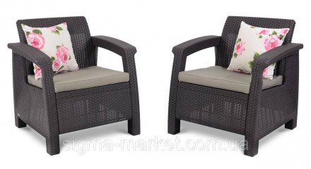 CORFU DUO 
Сучасний набір із двох крісел із пластику, стилізований для ротанга, . . фото 3