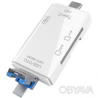 Универсальный кардридер Кардридер OLAF 6 in 1 OTG/SD Card/TF/MicroUSB/Type-C/USB. . фото 1
