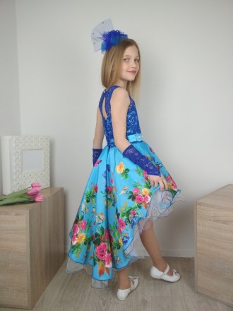 Платье нарядное бальное со шлейфом в бирюзовом цвете 
Размеры и параметры:
Р30 (. . фото 5