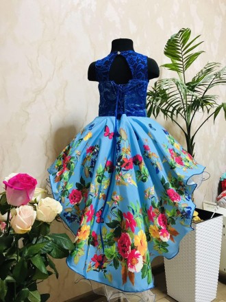 Платье нарядное бальное со шлейфом в бирюзовом цвете 
Размеры и параметры:
Р30 (. . фото 7