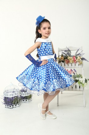 Шикарное детское нарядное платье "Горох" в синем цвете
Размеры и параметры:
Р30:. . фото 6