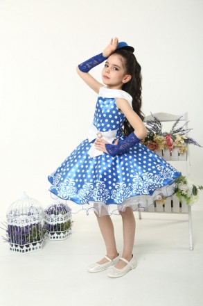 Шикарное детское нарядное платье "Горох" в синем цвете
Размеры и параметры:
Р30:. . фото 4