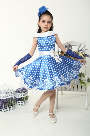 Шикарное детское нарядное платье "Горох" в синем цвете
Размеры и параметры:
Р30:. . фото 7