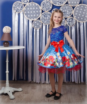 Красивое детское платье "Маки"
Размеры и параметры:
Р30 (4-5 лет): длина от плеч. . фото 2