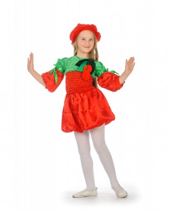 Детский маскарадный костюм "Вишня"
 Костюм состоит из: платья и головного убора
. . фото 2