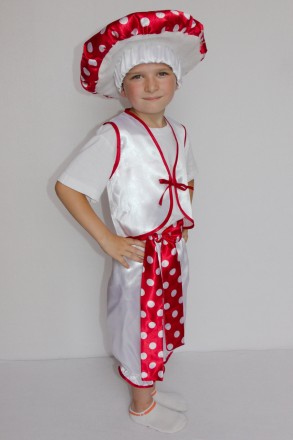 Детский маскарадный костюм "Мухомора"
 Костюм состоит из: жилет , штанов, пояса . . фото 3