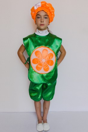Карнавальный детский костюм "Апельсин" 
 Костюм состоит из: жилета , штанов и ша. . фото 2