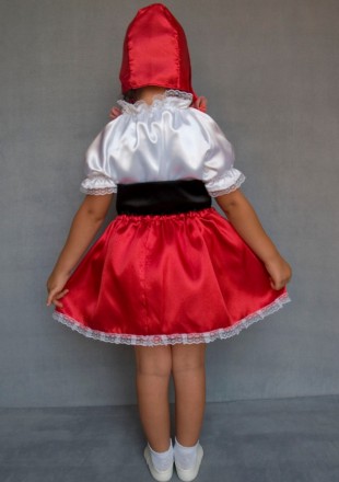 Детский карнавальный костюм для девочки «КРАСНАЯ ШАПОЧКА».
Основная ткань: атлас. . фото 3