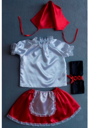 Детский карнавальный костюм для девочки «КРАСНАЯ ШАПОЧКА».
Основная ткань: атлас. . фото 4