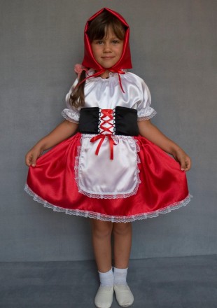 Детский карнавальный костюм для девочки «КРАСНАЯ ШАПОЧКА».
Основная ткань: атлас. . фото 2