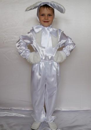 Детский карнавальный костюм «ЗАЙЧИК» белый
Основная ткань: атлас;
Отделочная тка. . фото 2