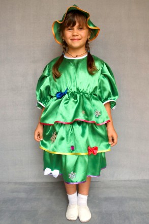 Дитячий карнавальний костюм для дівчинки «ЯЛИНКА».
Основна тканина: атлас.
Замір. . фото 3