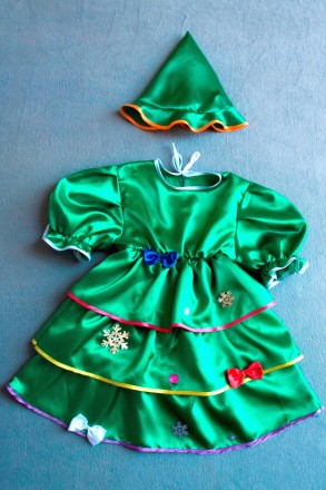 Дитячий карнавальний костюм для дівчинки «ЯЛИНКА».
Основна тканина: атлас.
Замір. . фото 5