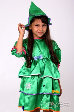 Дитячий карнавальний костюм для дівчинки «ЯЛИНКА».
Основна тканина: атлас.
Замір. . фото 1
