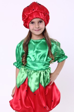 Детский карнавальный костюм для девочки «КЛУБНИКА».
Основная ткань: атлас;
Напол. . фото 2