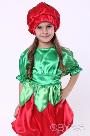 Детский карнавальный костюм для девочки «КЛУБНИКА».
Основная ткань: атлас;
Напол. . фото 1