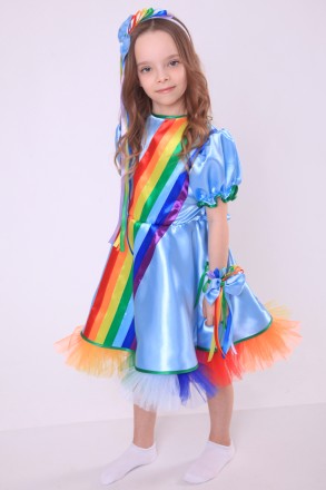 Дитячий карнавальний костюм для дівчинки «ВЕСЕЛКА».
Основна тканина: атлас;
Обро. . фото 4