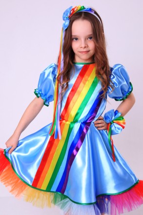 Дитячий карнавальний костюм для дівчинки «ВЕСЕЛКА».
Основна тканина: атлас;
Обро. . фото 2