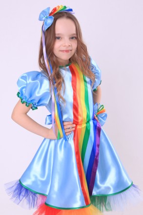 Дитячий карнавальний костюм для дівчинки «ВЕСЕЛКА».
Основна тканина: атлас;
Обро. . фото 3