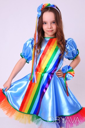Дитячий карнавальний костюм для дівчинки «ВЕСЕЛКА».
Основна тканина: атлас;
Обро. . фото 1