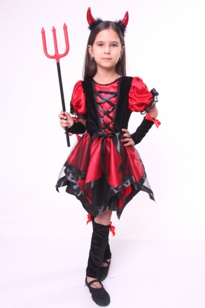Дитячий карнавальний костюм для дівчинки «ЧЕРЕСНИЙ».
Основна тканина: атлас;
Озд. . фото 3