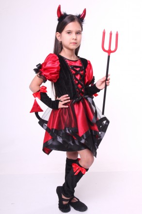 Дитячий карнавальний костюм для дівчинки «ЧЕРЕСНИЙ».
Основна тканина: атлас;
Озд. . фото 2