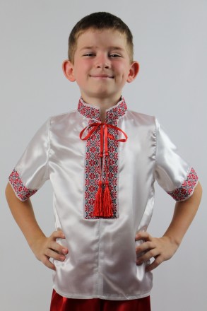 Детская рубашка для мальчика "ВЫШИВАНКА"
Основная ткань: атлас.
Замеры:
Длина ру. . фото 2