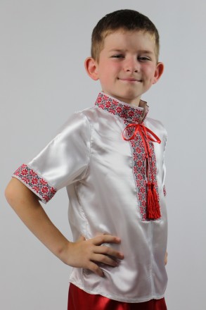 Детская рубашка для мальчика "ВЫШИВАНКА"
Основная ткань: атлас.
Замеры:
Длина ру. . фото 3