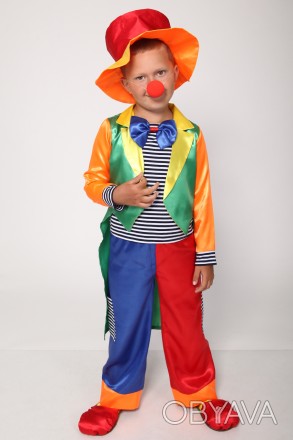 Детский карнавальный костюм для мальчика "КЛОУН".
Основная ткань: атлас;
Отделоч. . фото 1