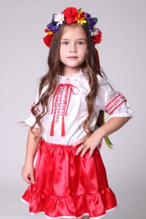 Дитяча блуза для дівчинки «ВЫШИВАНКА».
Основна тканина: атлас.
Заміри:
Довжина б. . фото 3
