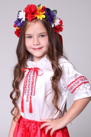 Дитяча блуза для дівчинки «ВЫШИВАНКА».
Основна тканина: атлас.
Заміри:
Довжина б. . фото 2