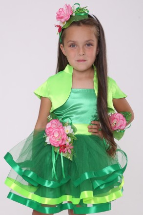 Дитячий карнавальний костюм для дівчинки «ВЕСНА».
Основна тканина: атлас;
Оздобл. . фото 3