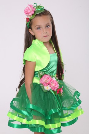 Дитячий карнавальний костюм для дівчинки «ВЕСНА».
Основна тканина: атлас;
Оздобл. . фото 2