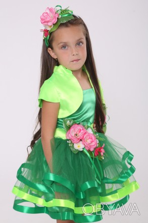 Дитячий карнавальний костюм для дівчинки «ВЕСНА».
Основна тканина: атлас;
Оздобл. . фото 1