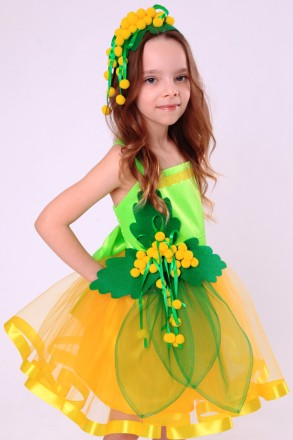 Дитячий карнавальний костюм для дівчинки «МІМОЗА».
Основна тканина: атлас;
Оброб. . фото 2
