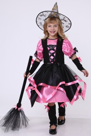 Дитячий карнавальний костюм для дівчинки «ВІДЬМОЧКА».
Основна тканина: атлас;
Об. . фото 3