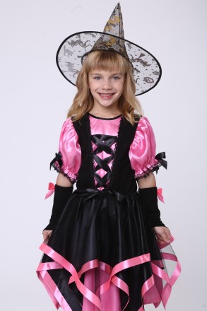 Дитячий карнавальний костюм для дівчинки «ВІДЬМОЧКА».
Основна тканина: атлас;
Об. . фото 2