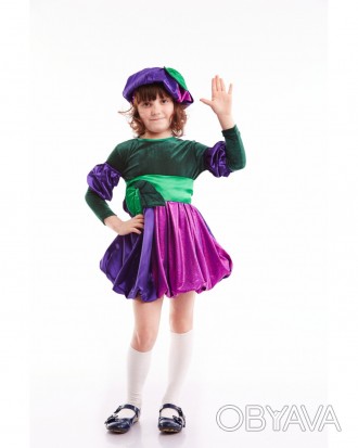 Детский карнавальный костюм СЛИВА для девочки.
В комплекте: головной убор, плать. . фото 1