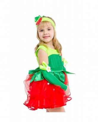 Детский карнавальный костюм КЛУБНИКА - ЗЕМЛЯНИКА для девочки. Верх платья изгото. . фото 5