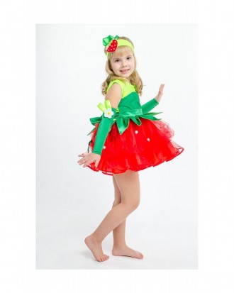Детский карнавальный костюм КЛУБНИКА - ЗЕМЛЯНИКА для девочки. Верх платья изгото. . фото 2
