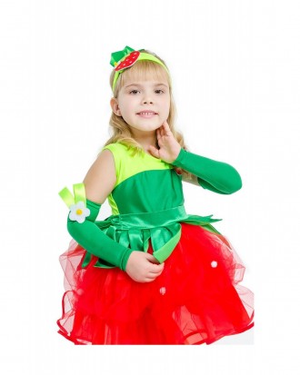 Детский карнавальный костюм КЛУБНИКА - ЗЕМЛЯНИКА для девочки. Верх платья изгото. . фото 4