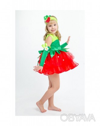 Детский карнавальный костюм КЛУБНИКА - ЗЕМЛЯНИКА для девочки. Верх платья изгото. . фото 1