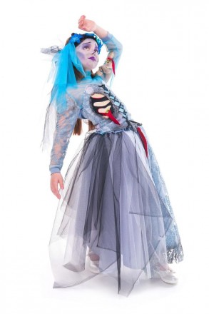 Подростковый карнавальный костюм Мёртвая невеста.
В комплекте: блуза, корсет, юб. . фото 5
