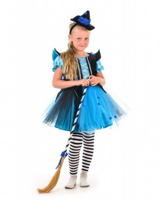 Детский карнавальный костюм Ведьмочка.
В комплекте: головной убор - шляпа, плать. . фото 3